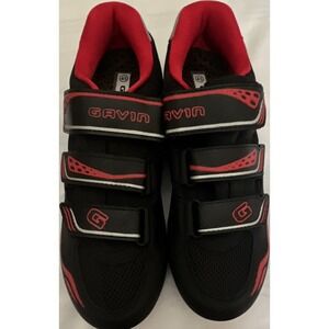Gavin VELO Men's Road Cycling Shoes EU 45 Black/Red Hook & Loop Straps